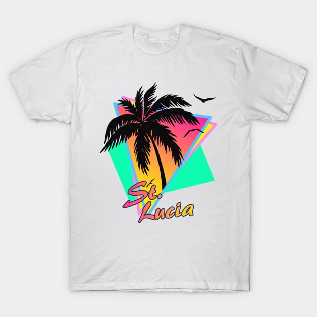 St. Lucia Cool 80s Sunset T-Shirt by Nerd_art